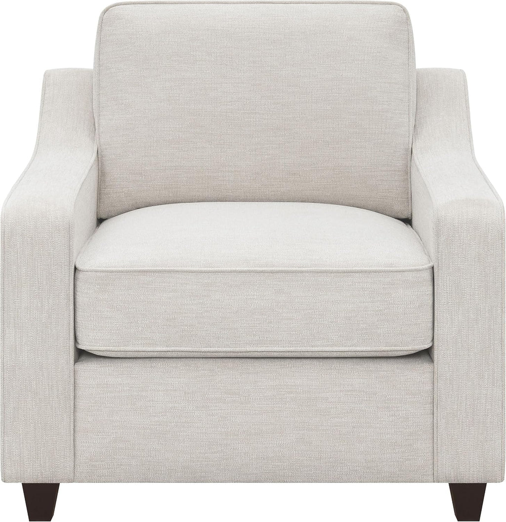 Coaster Home Furnishings - Christine - Upholstered Sloped Track Arm Accent Chair with Padded Seat and Back, Wood Frame, Reversible Cushion and Tapered Wood Legs - Living Room - Beige - 552063