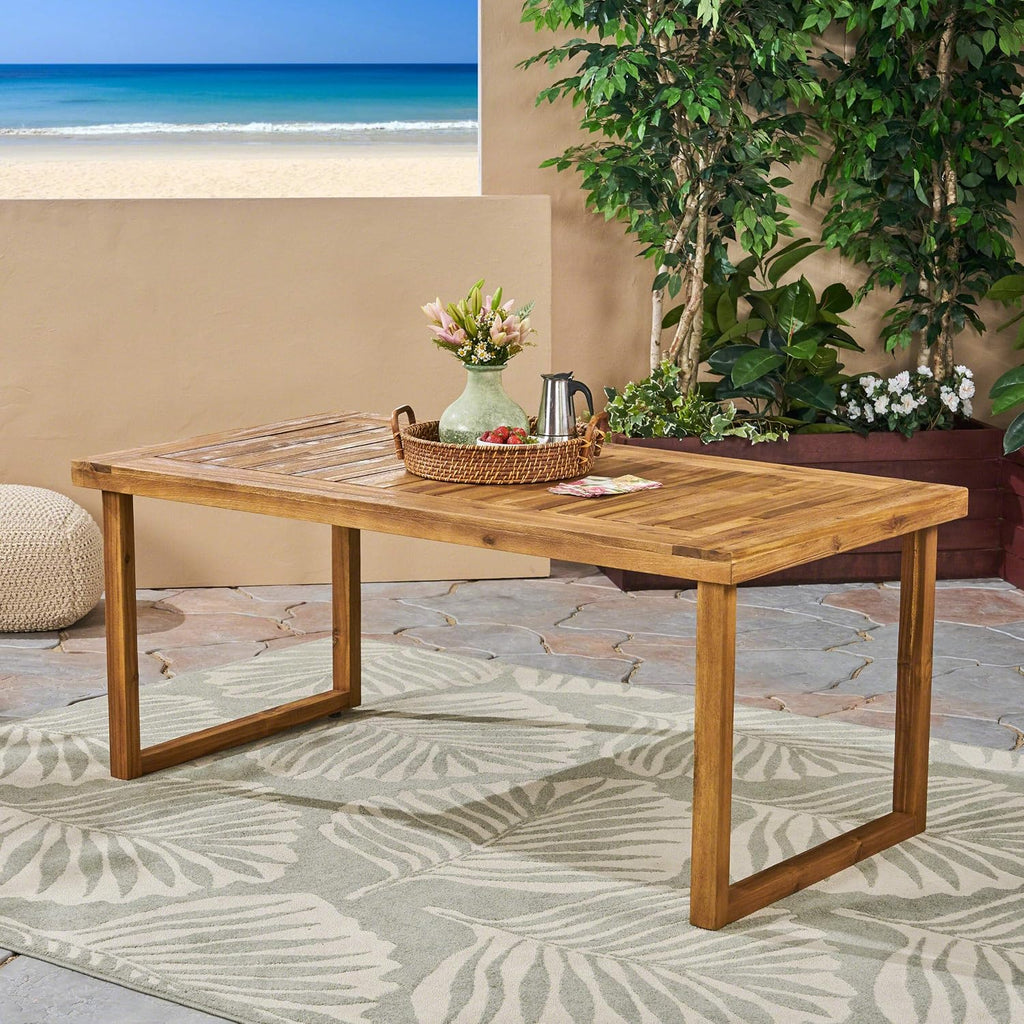 Christopher Knight Home Ann Outdoor 69' Acacia Wood Dining Table, Sandblast Natural Finish