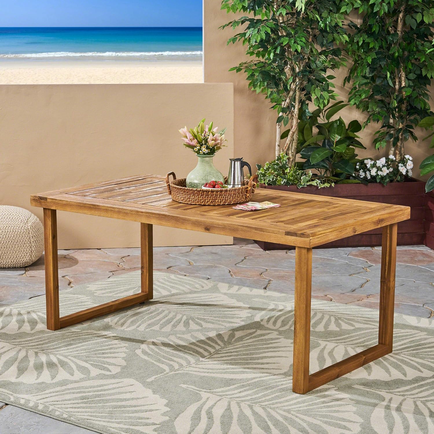 Christopher Knight Home Ann Outdoor 69' Acacia Wood Dining Table, Sandblast Natural Finish
