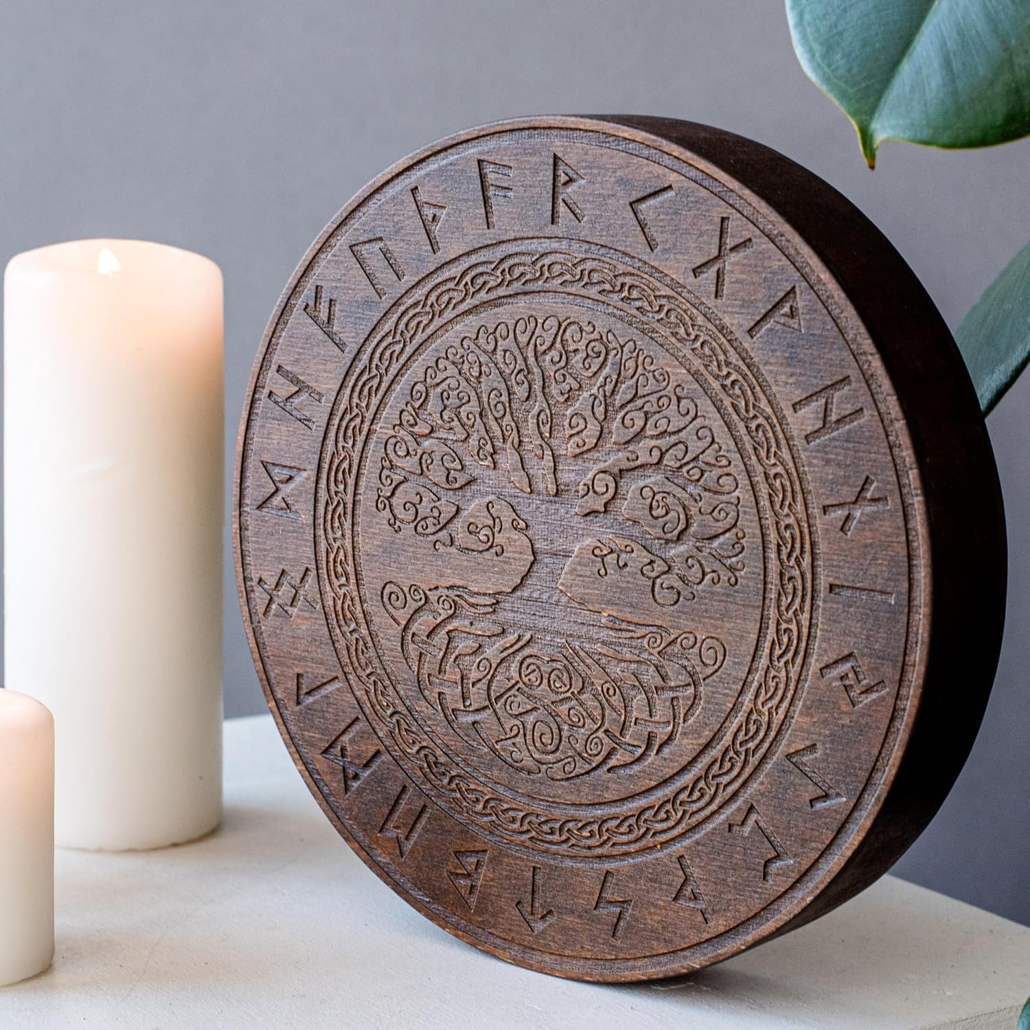 Rain-Fall Disc, 8.6 Inch (22 cm) Wooden Ocean Drum, Gentle Rain Sound for Sound Bath, Meditation & Sound Healing, Celtic Tree of Life Design
