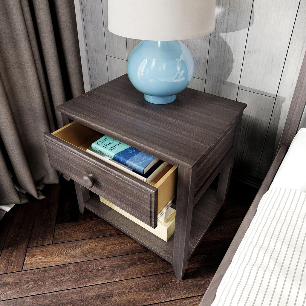Max & Lily Nightstand with Drawer and Shelf, Clay