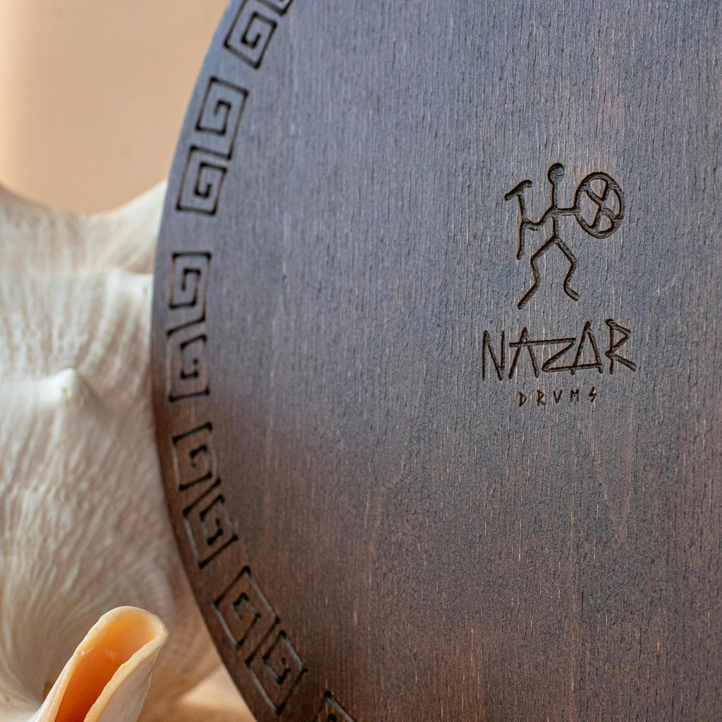 Rain-Fall Disc, 8.6 Inch (22 cm) Wooden Ocean Drum, Gentle Rain Sound for Sound Bath, Meditation & Sound Healing, Primordial Design