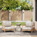 Christopher Knight Home Jorine Outdoor Club Chairs Set of 2, Acacia Wood Accent Chair, Wooden Armchair with Cushions, Open Back Comfy Seating Louge Single Sofa for Backyard Garden Balcony, Teak+Beige