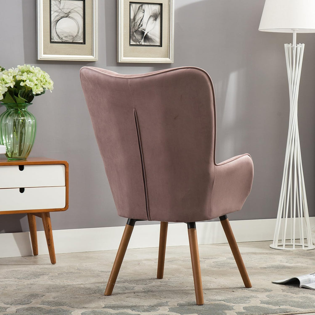 Roundhill Furniture Doarnin Contemporary Silky Velvet Tufted Button Back Accent Chair, Mauve