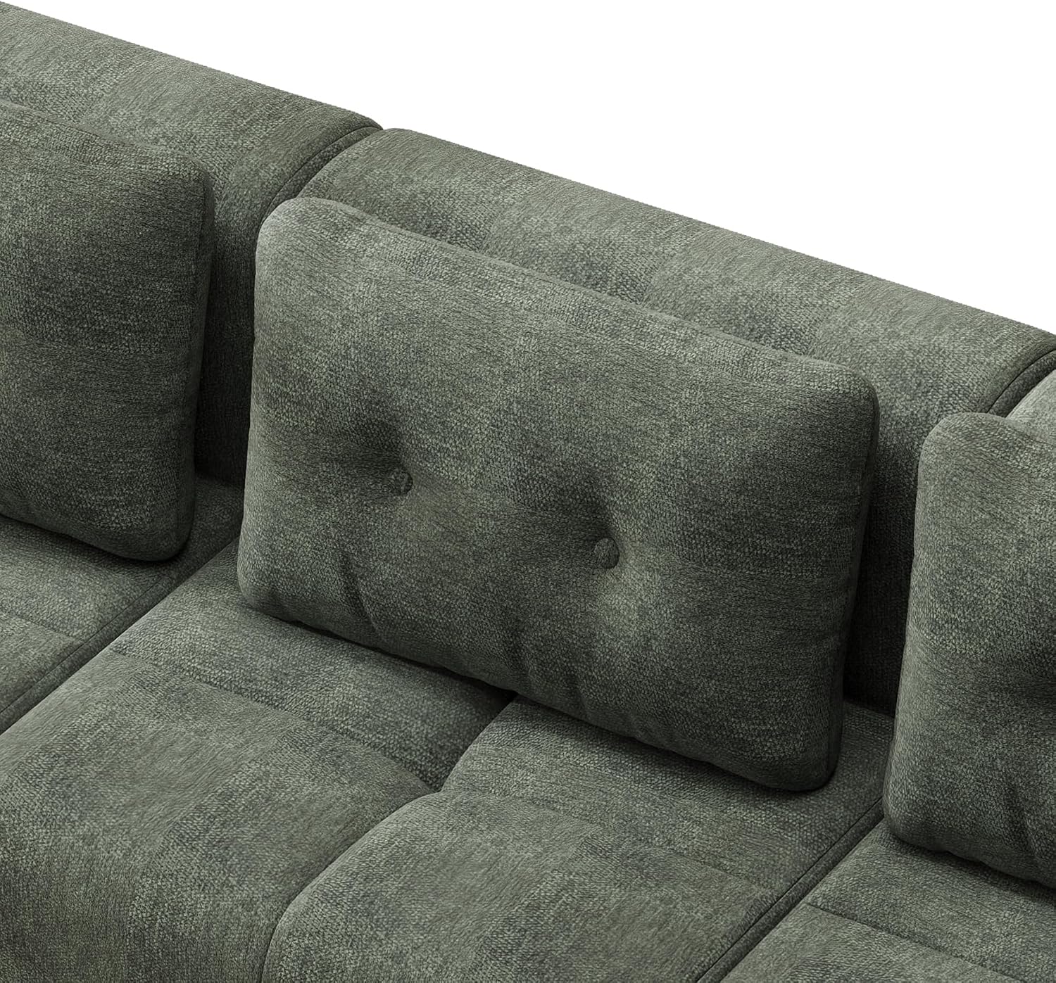 112' Compressed Boneless Sectional Sofa with Movable Ottoman Convertible L Shaped Modular Corner Couch for Living Room - Oversized Cloud Couches W/Tufted Cushions and Deep Seat