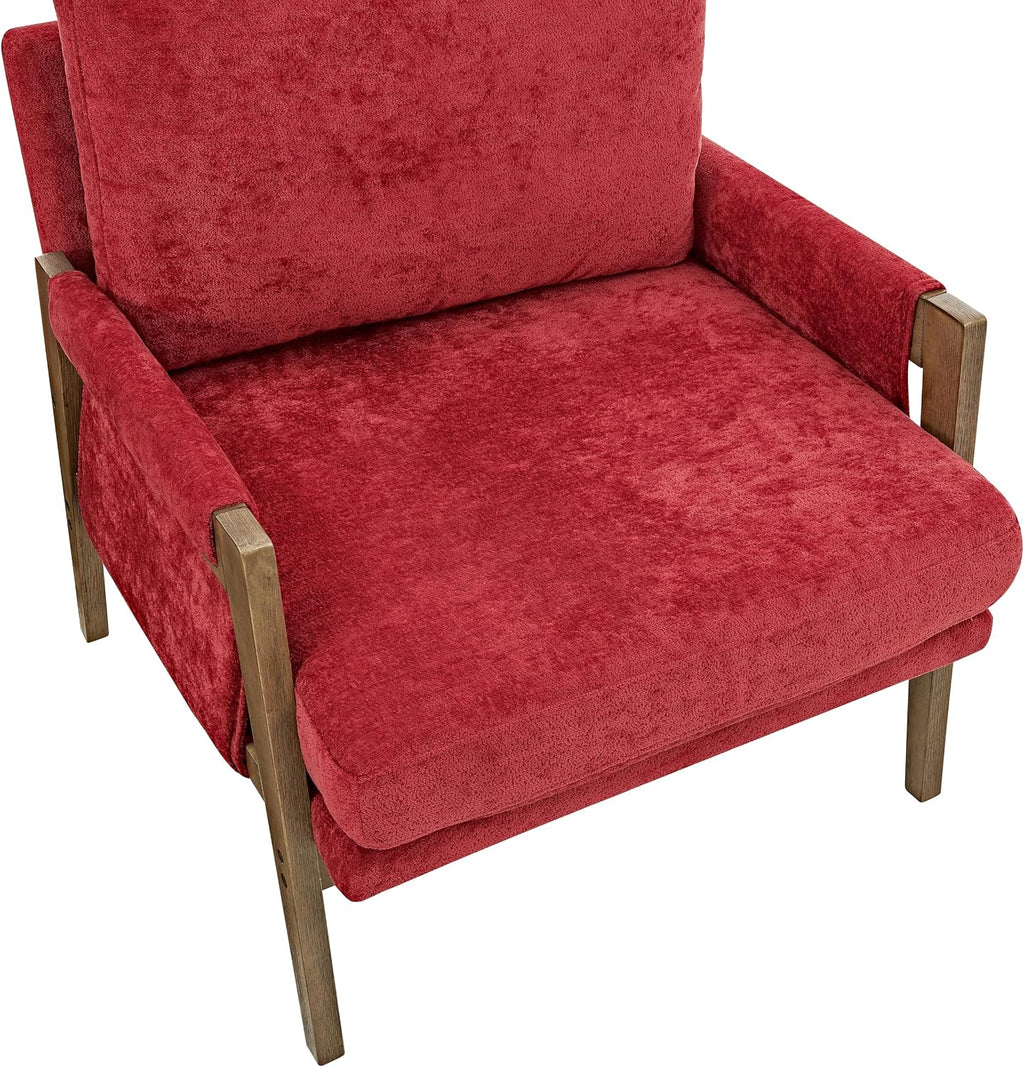 Roundhill Furniture Kelly Mid-Century Modern Accent Armchair, Red