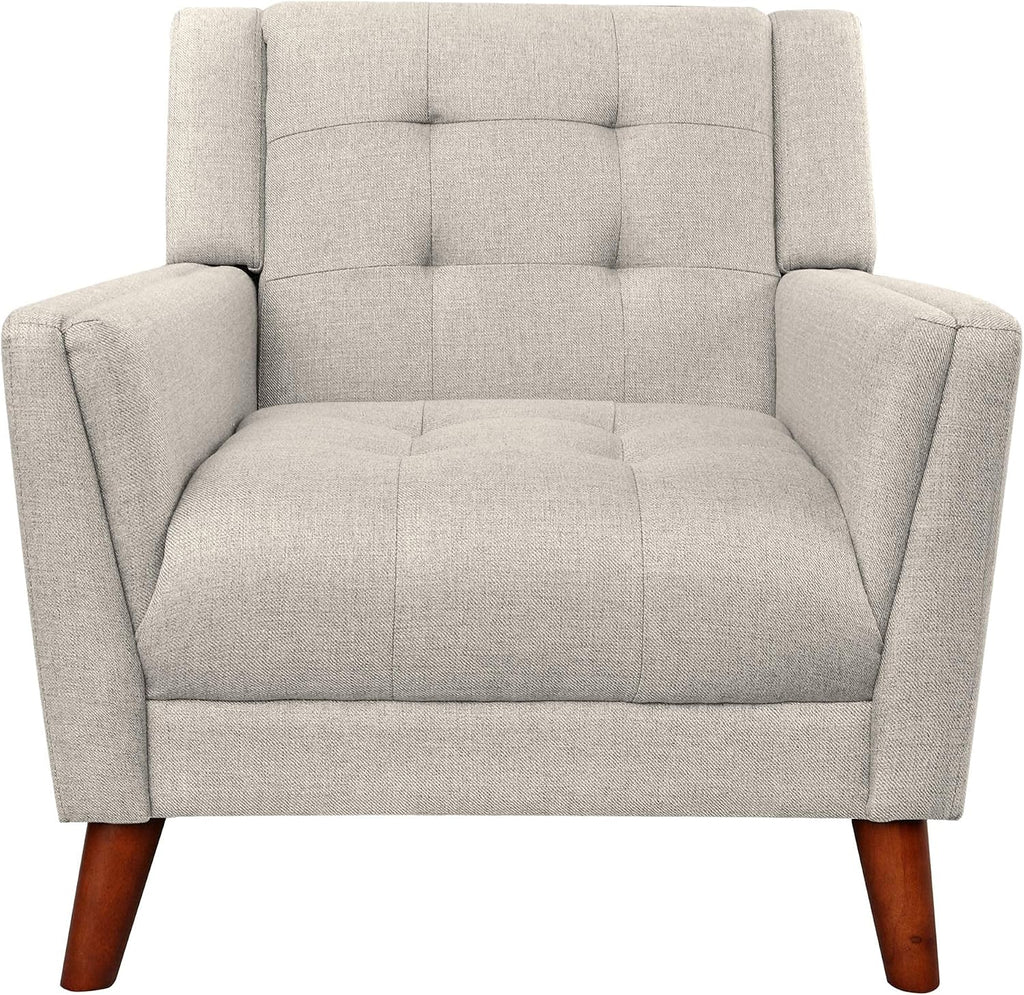 Christopher Knight Home Evelyn Mid Century Modern Fabric Arm Chair, Beige & Walnut (305538