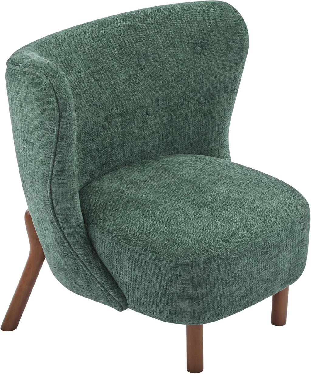 Christopher Knight Home Bella Fabric Upholstered Tufted Wingback Armless Accent Chair, Side Chair with Wooden Legs, Slipper Chair for Living Room, Bedroom, Entryway, Green+Brown