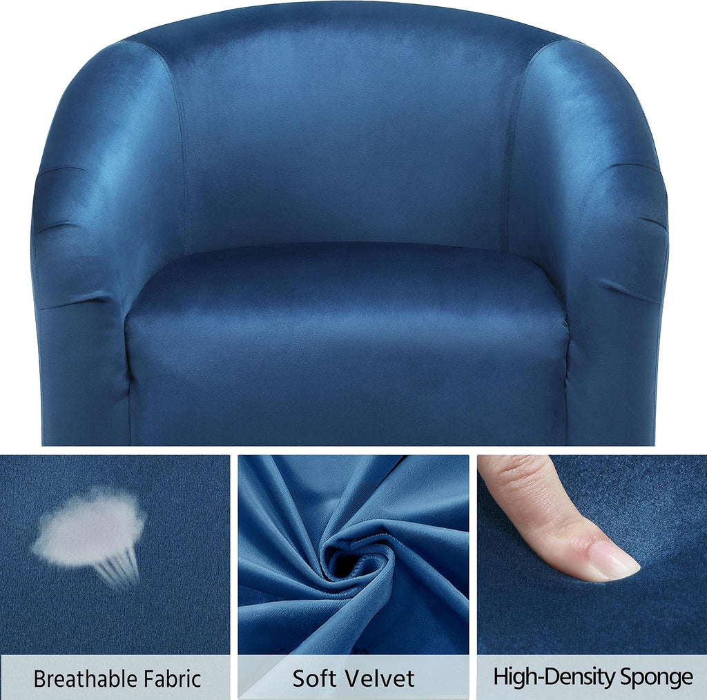 Yaheetech Accent Barrel Chair, Velvet Club Chair, Furry Sherpa Elegant Armchair with Cozy Soft Padded, Suitable for Living Room Bedroom Reception Room Office, Pagoda Blue