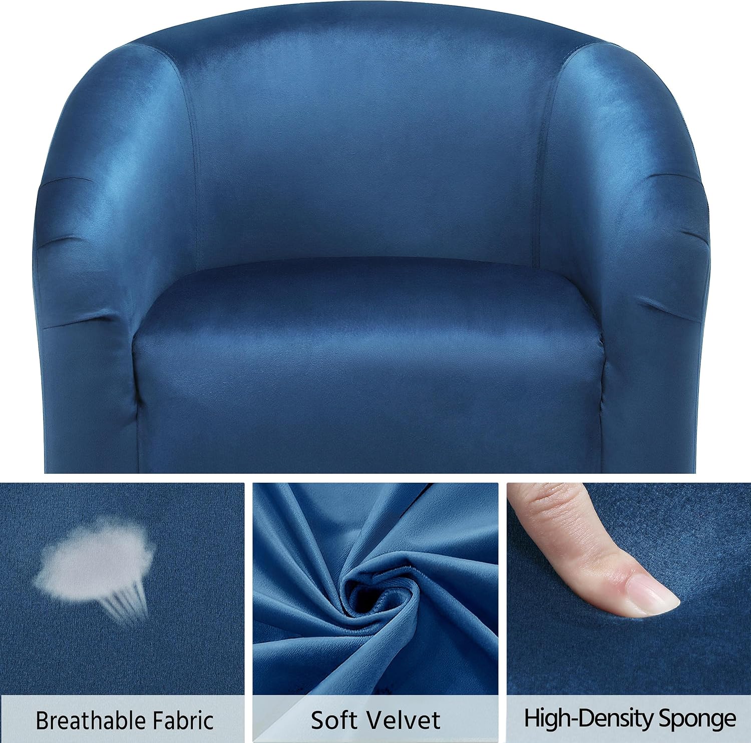Yaheetech Accent Barrel Chair, Velvet Club Chair, Furry Sherpa Elegant Armchair with Cozy Soft Padded, Suitable for Living Room Bedroom Reception Room Office, Pagoda Blue