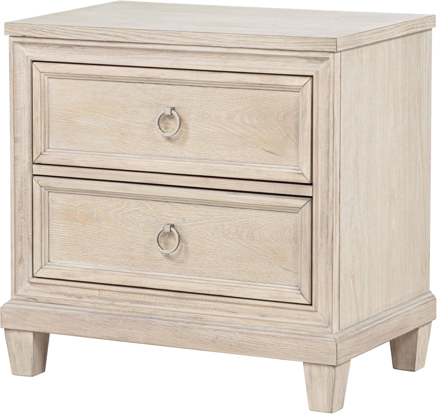 Coaster Home Furnishings - Pembroke - Wood - 2-Drawer Nightstand with Ring Pulls, Stepped Trim, Cable Access and Wood Grain Detail - Bedroom - Washed Oak - 215922