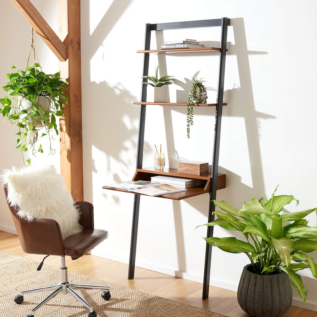 Safavieh Home Collection Pamella Honey Brown and Charcoal 2-Shelf Leaning Desk