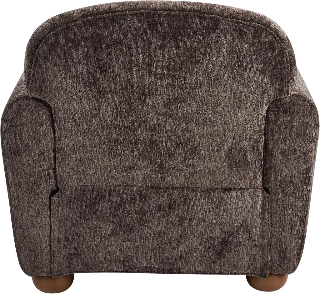Christopher Knight Home Peysz Modern Accent Chair, Chenille Upholstered Armchair with Rounded Wooden Legs, Comfortable Single Sofa, Soft Cushion Seating, Lounge Chair Indoor, Dark Brown