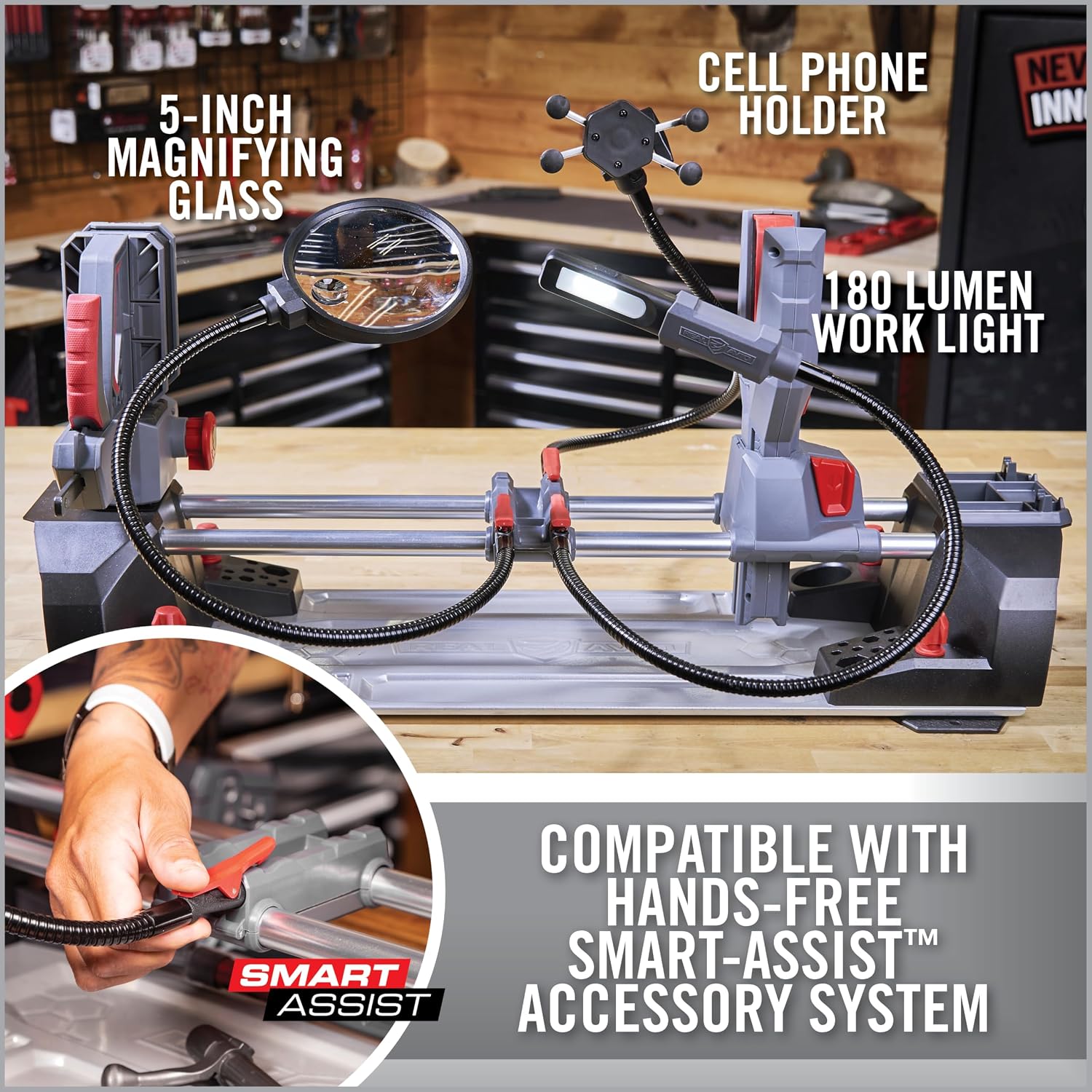 Real Avid Master Gun Workstation Up to 18.3' of Travel One-Hand Quick Adjustable Clamping, Non-Marring Form-Fitting Yokes Vise Ideal for Gun Cleaning & Maintenance w/Leveling Knob for Scope Mount