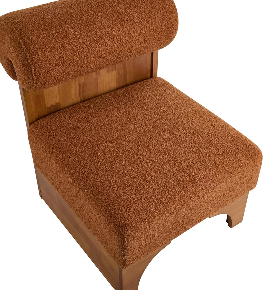Christopher Knight Home Nadine Boucle Club Chair, Upholstered Lounge Chair, Rolled Backrest Accent Chairs, Solid Wood Legs Frame Single Sofa for Living Reading Room, Accent Chairs Set of 2, Brown