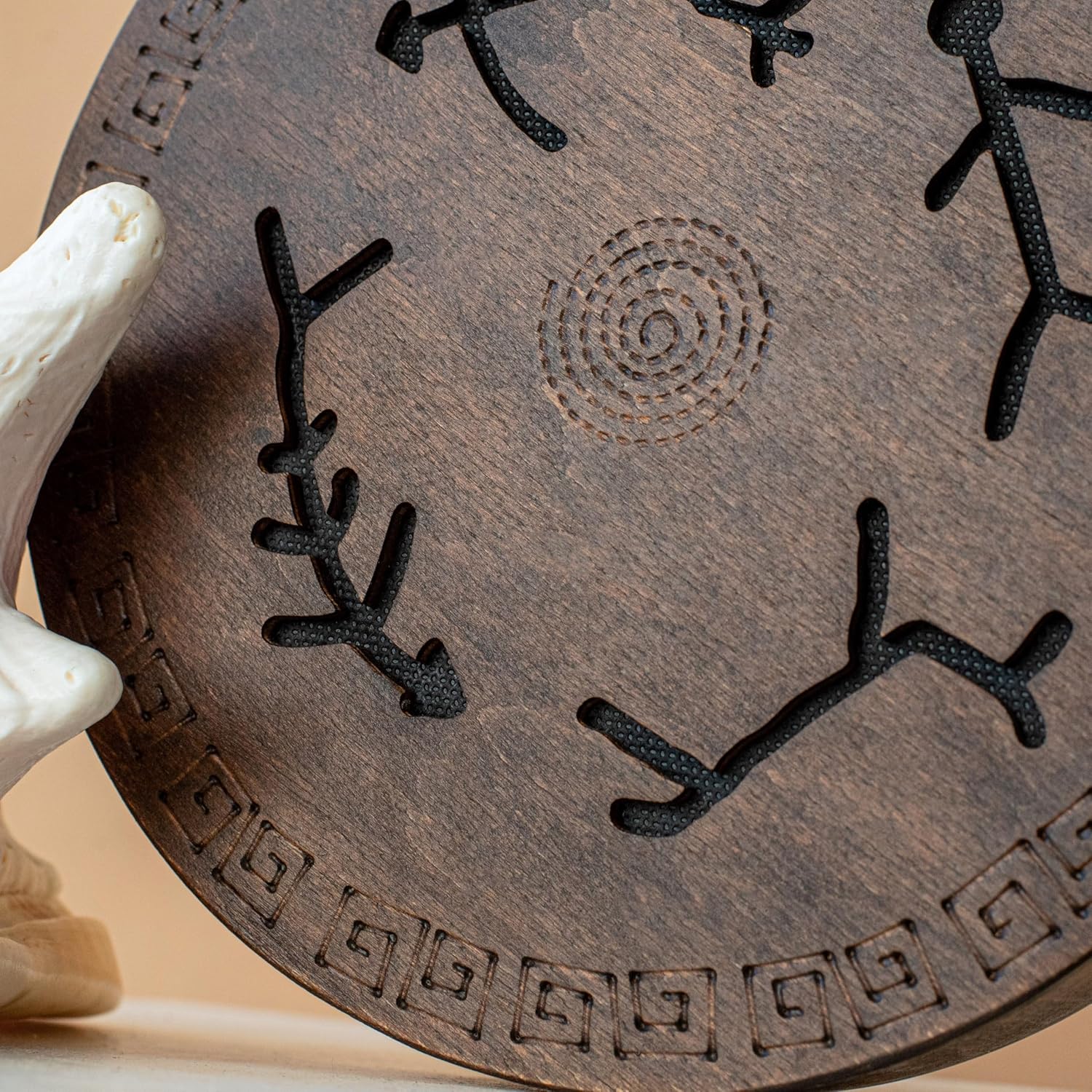 Rain-Fall Disc, 8.6 Inch (22 cm) Wooden Ocean Drum, Gentle Rain Sound for Sound Bath, Meditation & Sound Healing, Primordial Design
