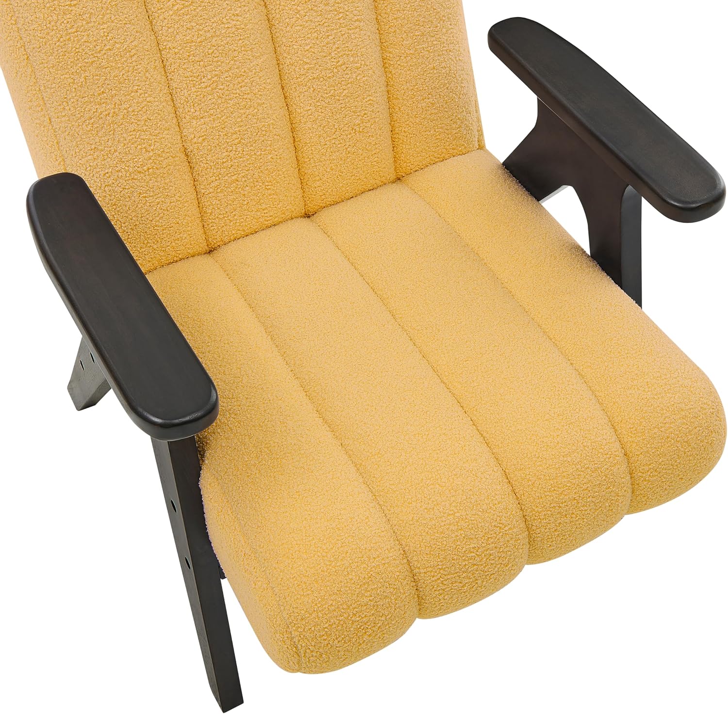Roundhill Furniture Rella Modern Teddy Sherpa Accent Chair with Espresso Wood Frame, Yellow