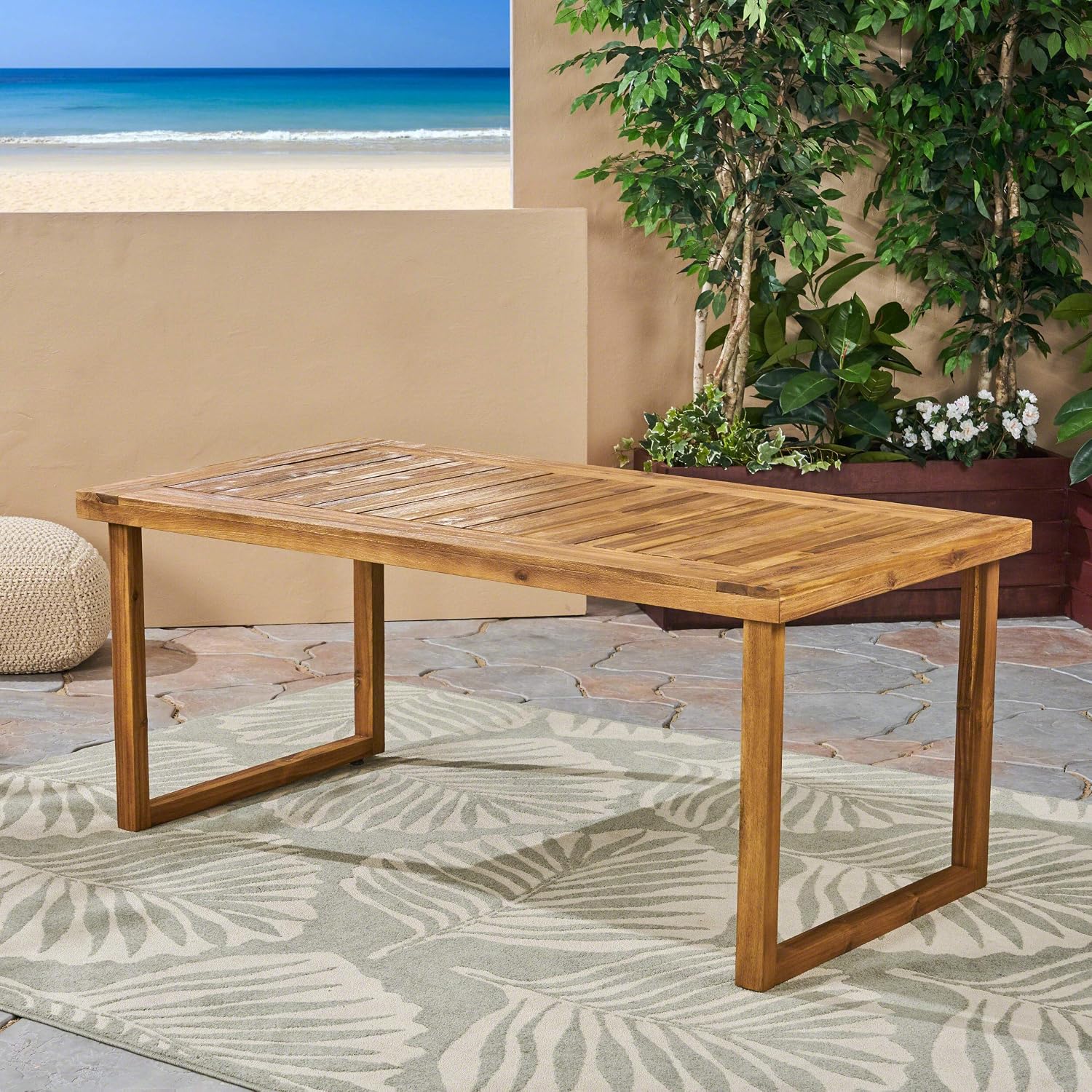 Christopher Knight Home Ann Outdoor 69' Acacia Wood Dining Table, Sandblast Natural Finish