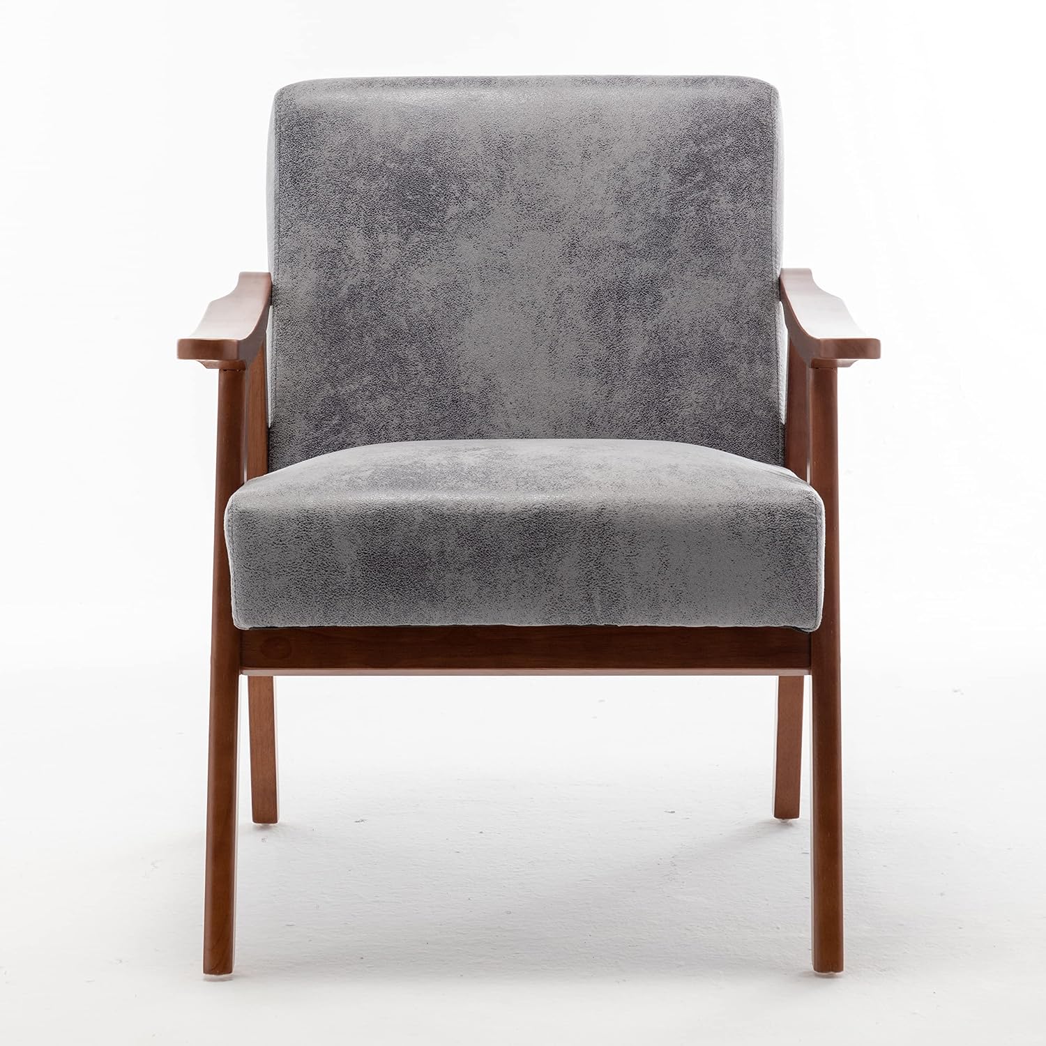 Container Furniture Direct Accent Chair with Microfiber Upholstery and Solid Wood Frame, Classic Mid-Century Modern Living Room Furniture for Extra Seating, Spotted Grey