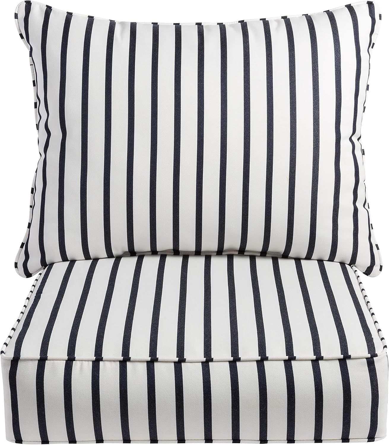 Sorra Home Sunbrella Deep Seating Cushion Set - Outdoor Chair Pad & Back Pillow, Water & Fade Resistant for Patio Furniture with Plush Foam - Lido Indigo (23' x 25' x 5')