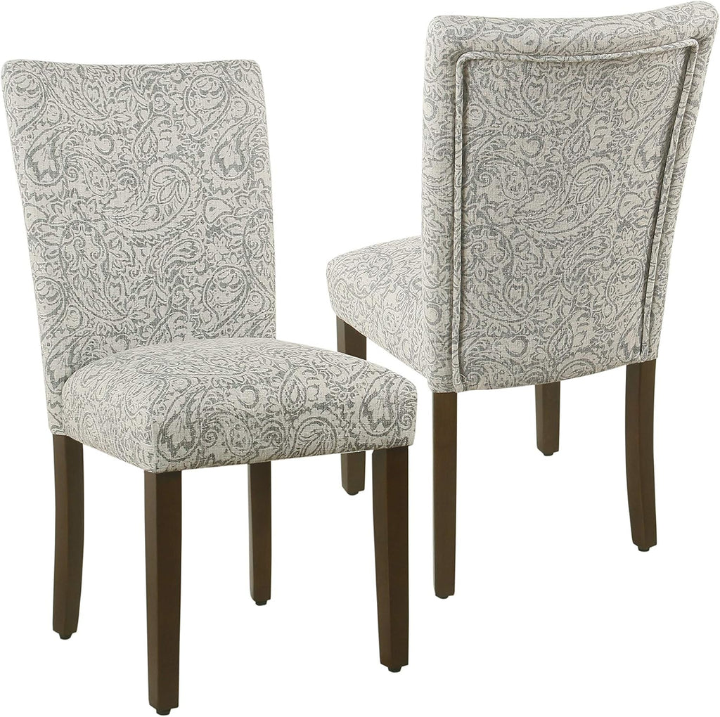 HomePop Parsons Classic Upholstered Accent Dining Chair, Set of 2, Gray and Cream