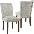 HomePop Parsons Classic Upholstered Accent Dining Chair, Set of 2, Gray and Cream
