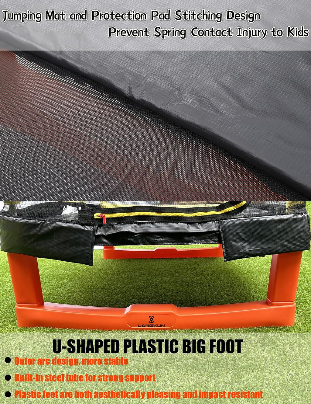6.5FT Rectangle Trampoline with Swing Basketball Outdoor Climb Slide Trampoline for Kids Recreation Trampolines with Enclosure Safety Net