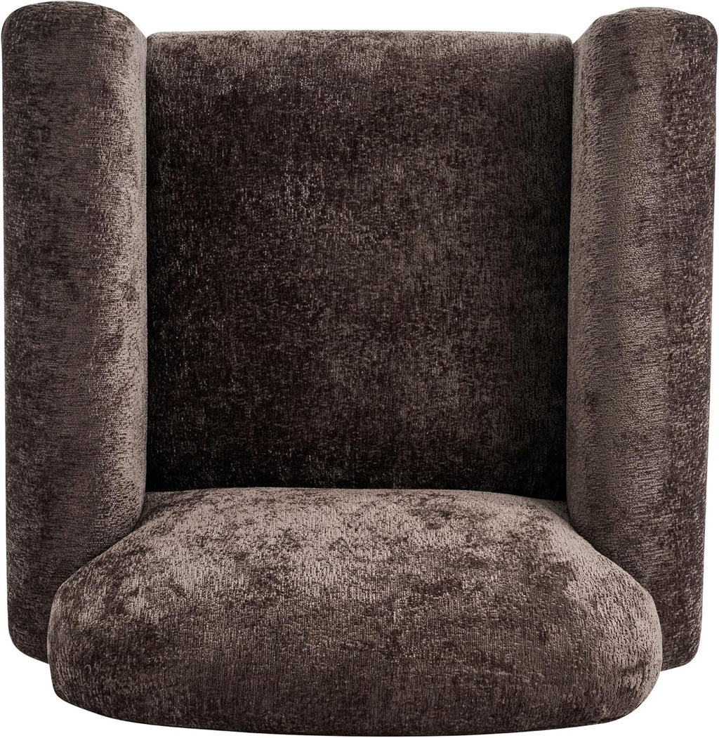 Christopher Knight Home Peysz Modern Accent Chair, Chenille Upholstered Armchair with Rounded Wooden Legs, Comfortable Single Sofa, Soft Cushion Seating, Lounge Chair Indoor, Dark Brown