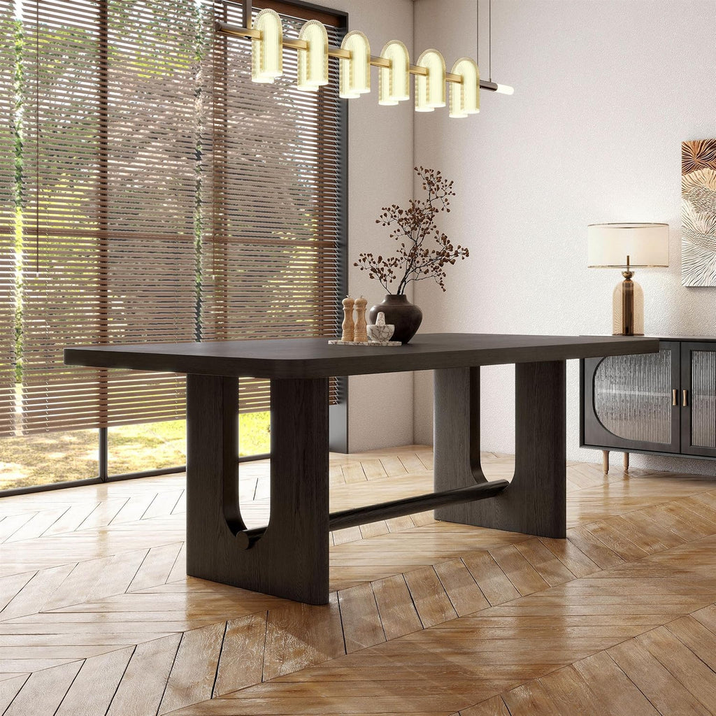 Furniture of America Selyra Modern Solid Wood 80-inch Dining Table with Trestle Base, Seats up to 6, Easy Assembly for Home, Kitchen, Living Room, Ash Grey
