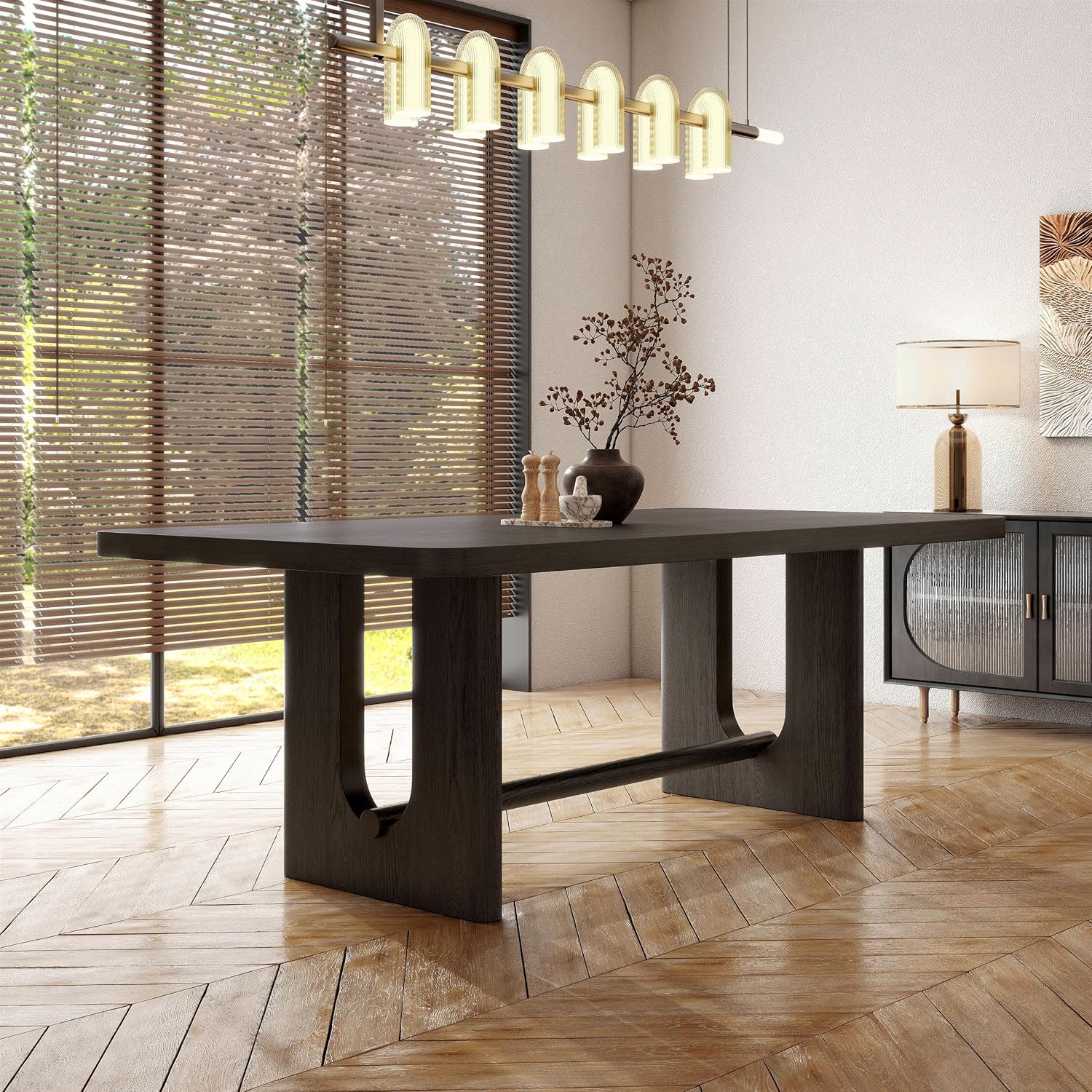 Furniture of America Selyra Modern Solid Wood 80-inch Dining Table with Trestle Base, Seats up to 6, Easy Assembly for Home, Kitchen, Living Room, Ash Grey