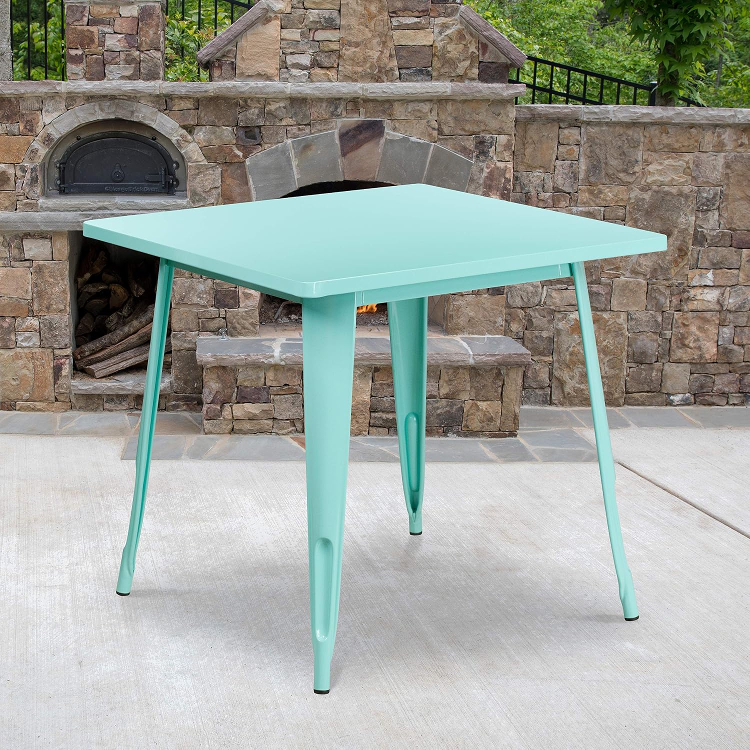 Flash Furniture Felix Commercial Grade 31.5' Square Mint Green Metal Indoor-Outdoor Table