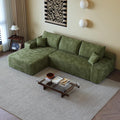 Eafurn Oversized L-Shaped Modular Sectional Sofa with Chaise, Fluffy Corduroy Upholstered Boneless Couch with Deep Seat, Minimalist Flexible Combination for Living Room