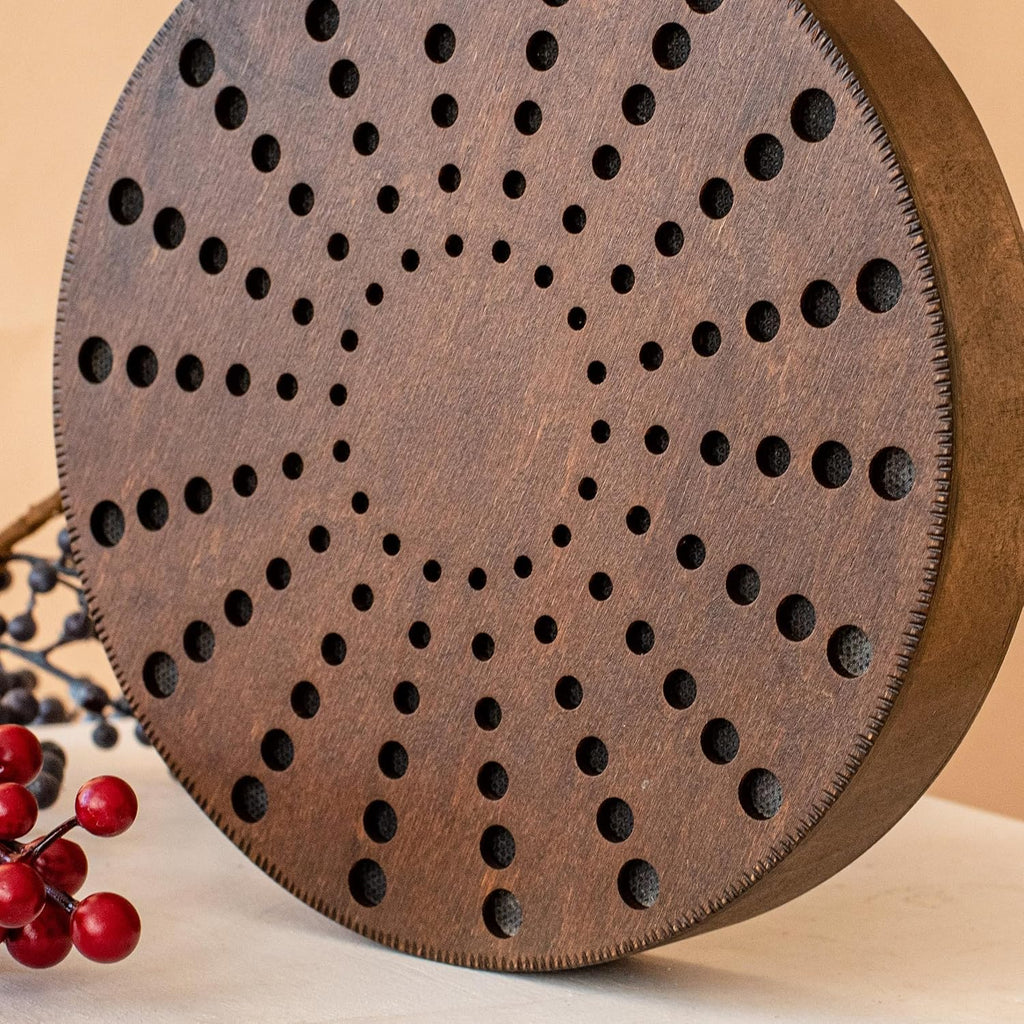 Rain-Fall Disc, 8.6 Inch (22 cm) Wooden Ocean Drum, Gentle Rain Sound for Sound Bath, Meditation & Sound Healing, Sound Ripples Design