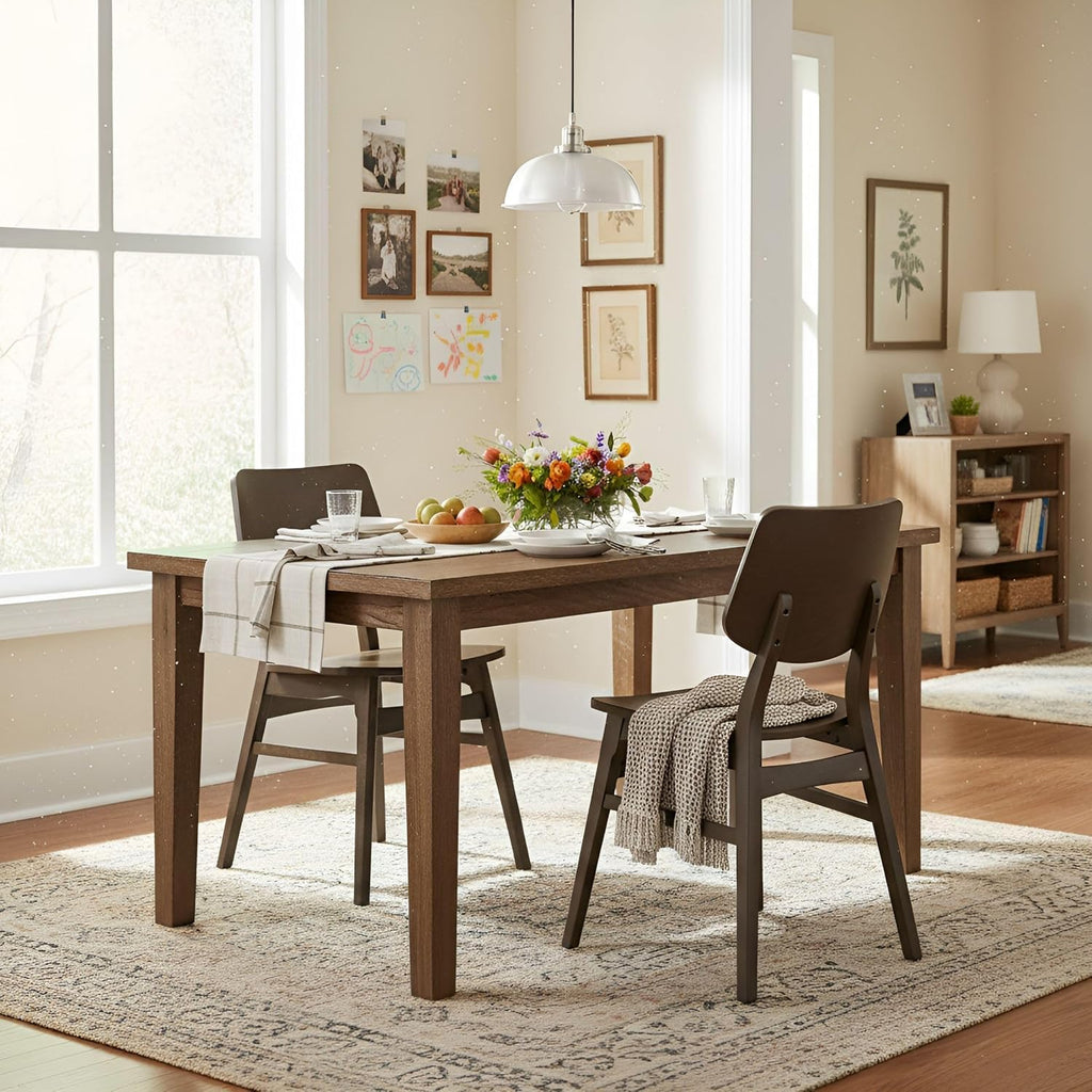 Alaterre Furniture Calais Dining – Mid Century Modern Set of 2 Dining Chairs – Solid Wood Chair Set with Minimalist Design for Dining Room or Kitchen (Warm Walnut Finish)