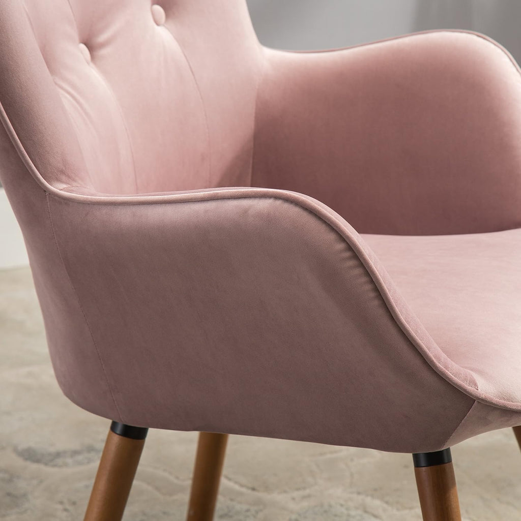 Roundhill Furniture Doarnin Contemporary Silky Velvet Tufted Button Back Accent Chair, Mauve
