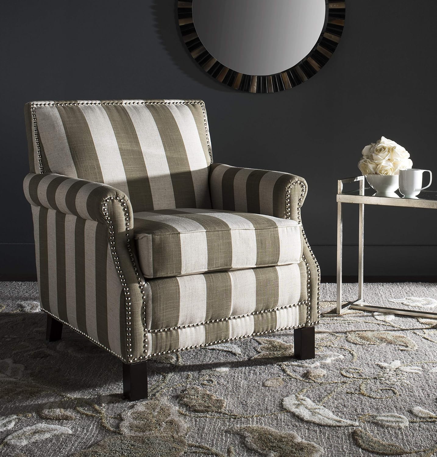 SAFAVIEH Mercer Collection Charles Grey Linen Club Chair