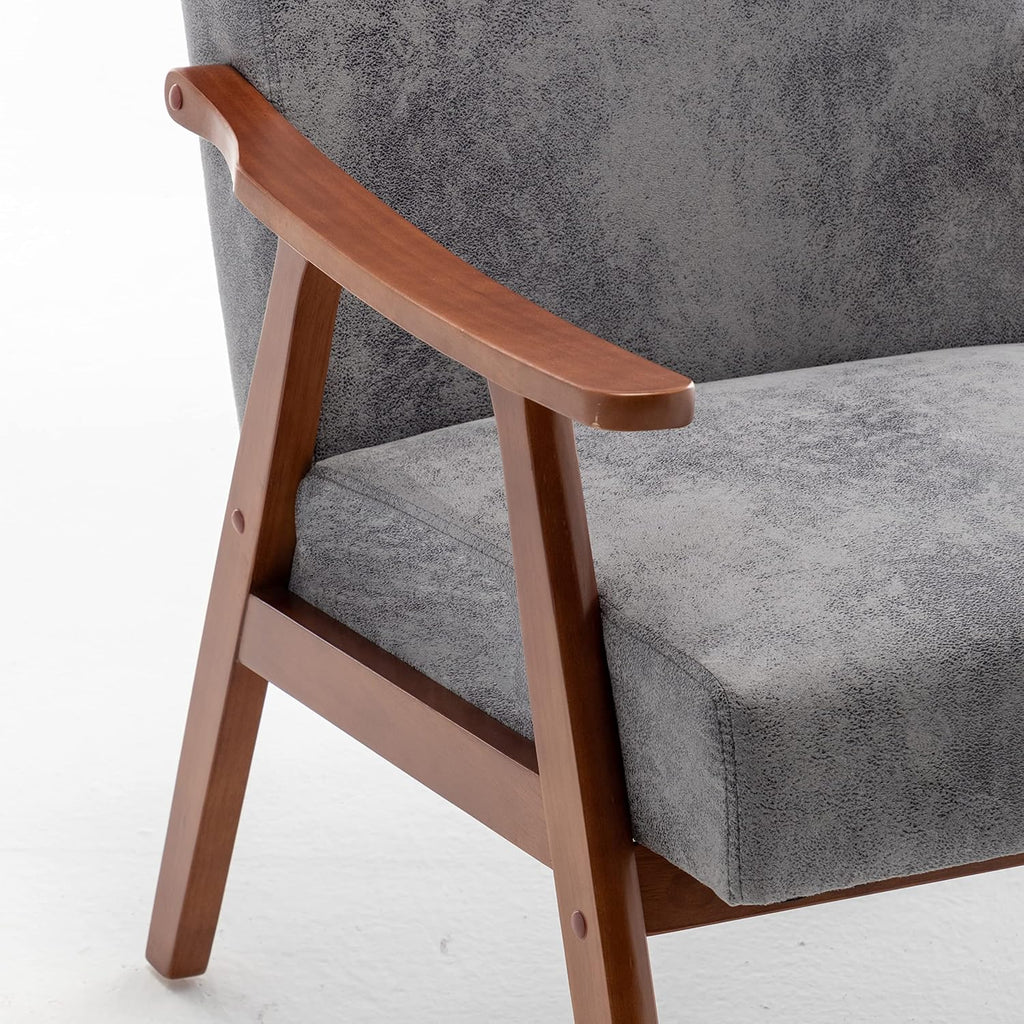 Container Furniture Direct Accent Chair with Microfiber Upholstery and Solid Wood Frame, Classic Mid-Century Modern Living Room Furniture for Extra Seating, Spotted Grey