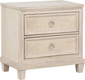 Coaster Home Furnishings - Pembroke - Wood - 2-Drawer Nightstand with Ring Pulls, Stepped Trim, Cable Access and Wood Grain Detail - Bedroom - Washed Oak - 215922