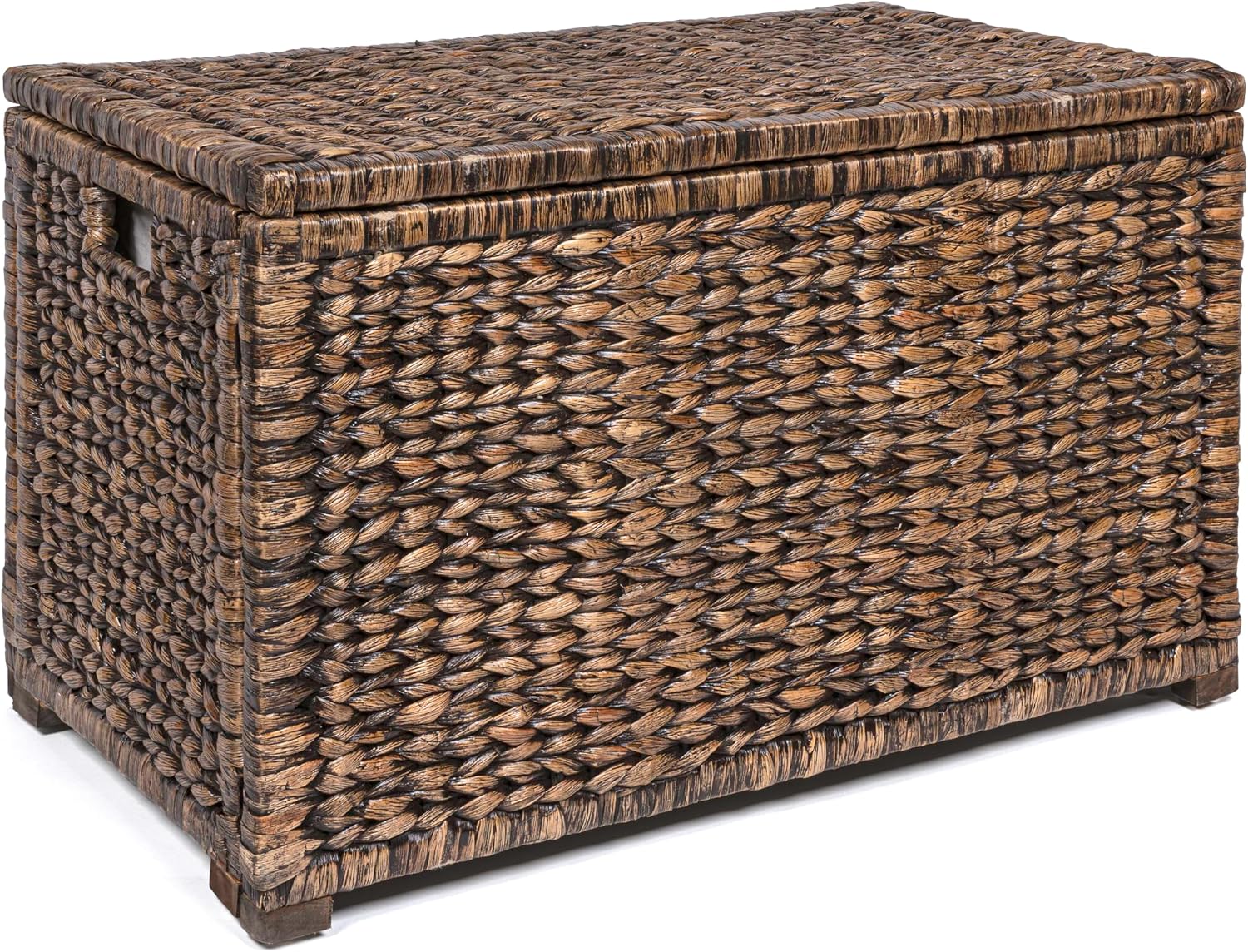 happimess HPM9005B Anada 30' Handwoven Wicker Weave Storage Trunk, Brown Wash, Collapsible for flat storage, for Office, Dorm Room, Entryway, Bedroom, Dining Room