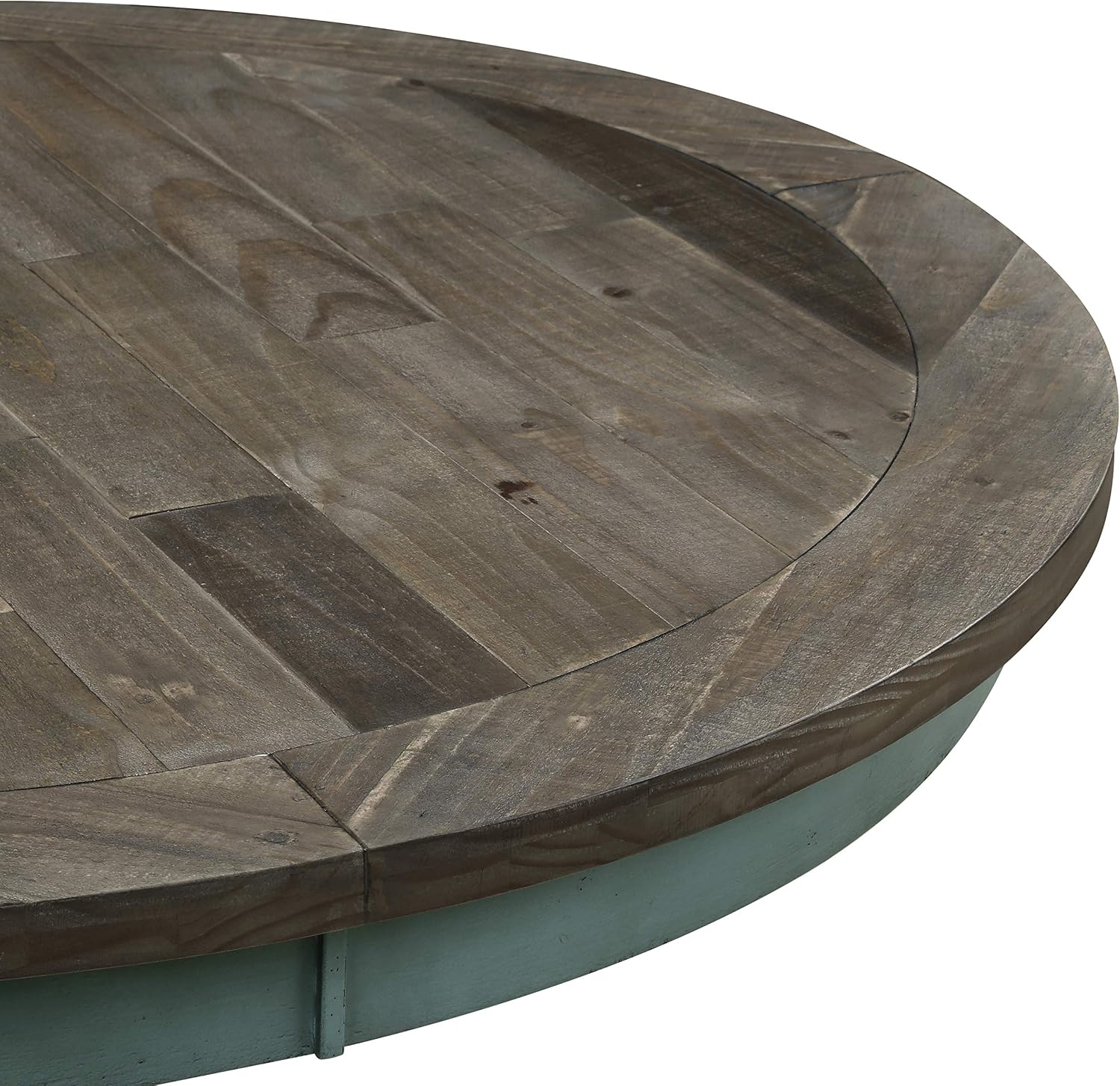 Roundhill Furniture Prato 5-Piece Round Dining Table Set with Cross Back Chairs, Antique Blue and Weathered Walnut