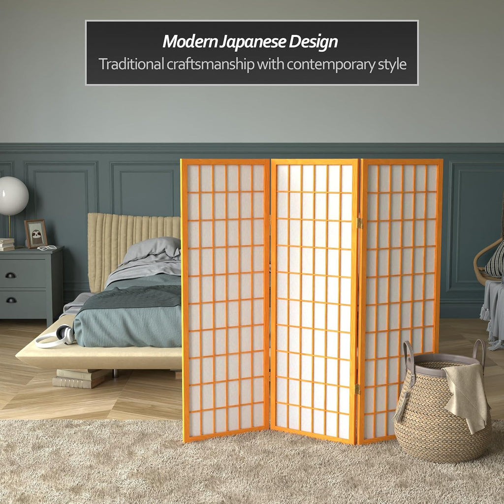 4 ft. Short Window Pane Shoji Screen - Honey - 3 Panels