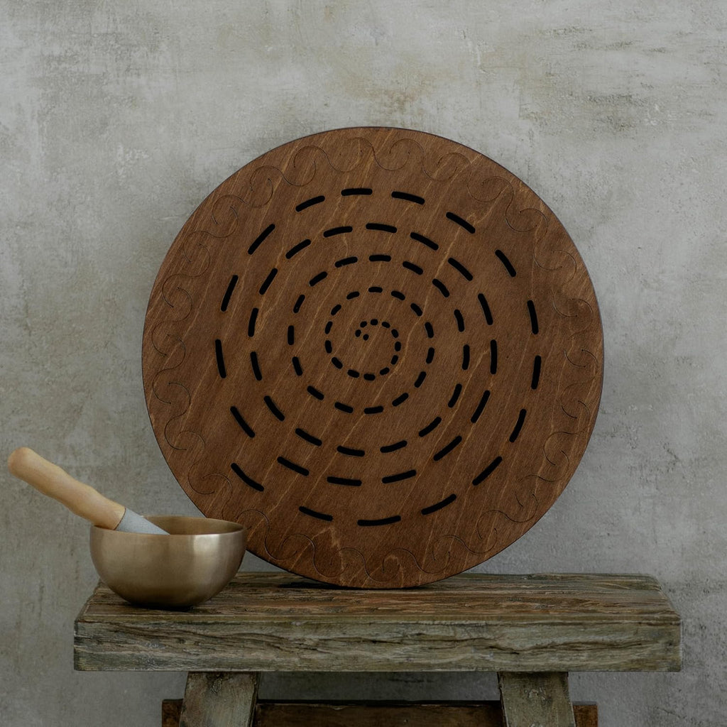 Water-Fall Disc — Wooden Ocean Drum, Swirl, 16' (40 cm) | Long Water Ambience for Sound Bath, Meditation & Yoga | No Bag