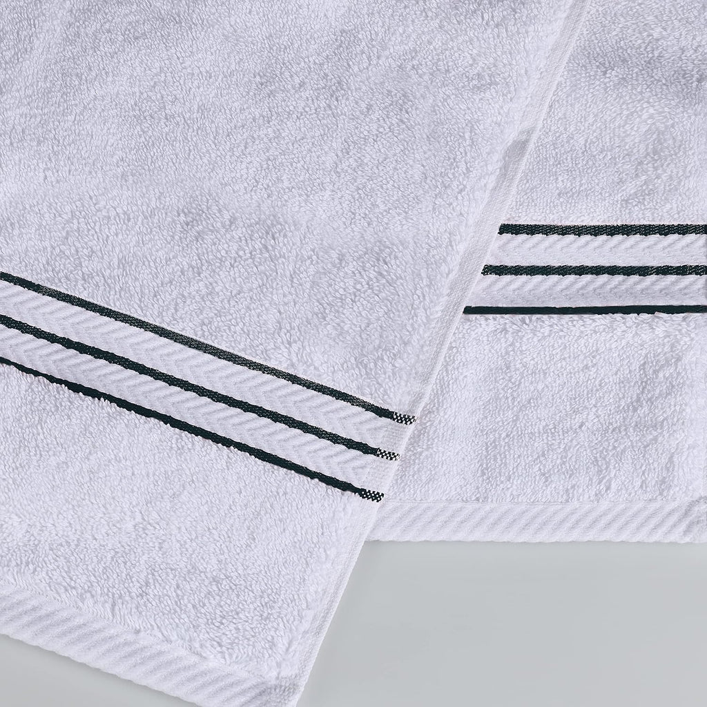 Superior Hotel Turkish Cotton 10 Piece Towel Set, Ultra Plush Spa Quality Heavyweight Essentials for Bathroom, Thick Absorbent and Soft, Dobby Border, Includes 2 Bath 4 Hand 4 Washcloths, Teal