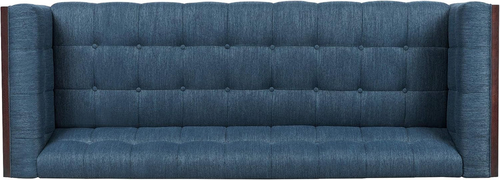 McLarnan Tufted 3 Seater Sofa - Navy Blue/Brown