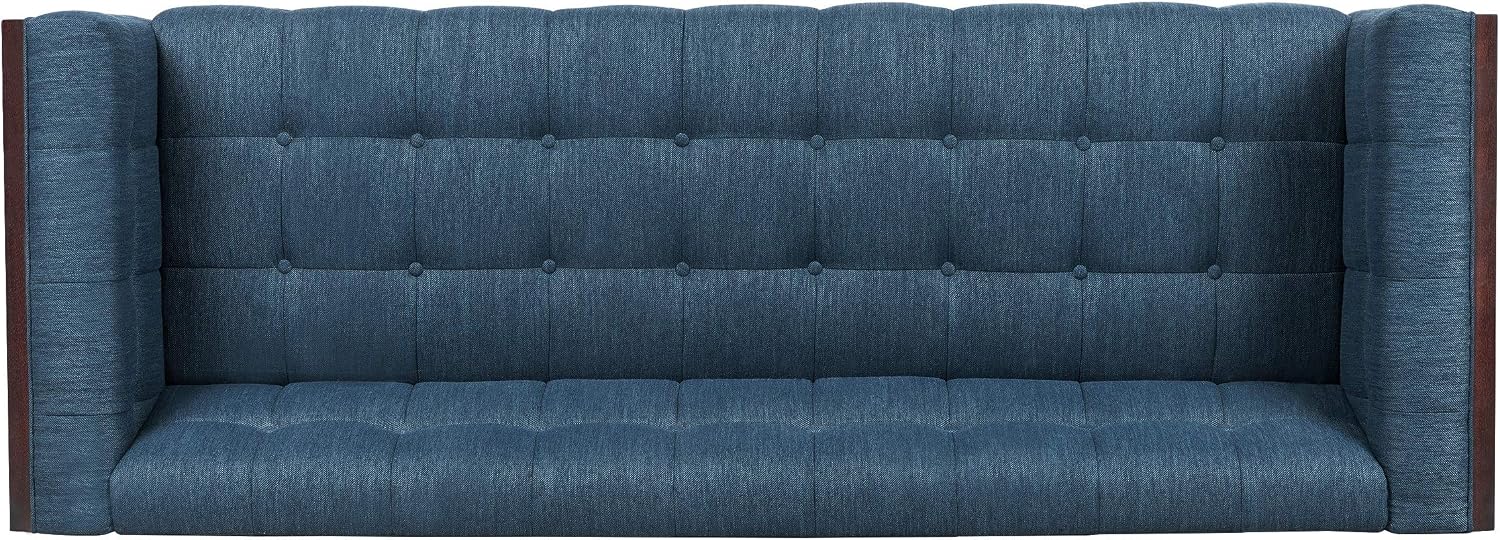 McLarnan Tufted 3 Seater Sofa - Navy Blue/Brown