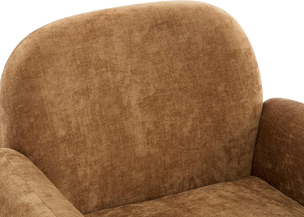 Christopher Knight Home Audrey Modern Upholstered Accent Chair, Low Profile Lounge Chair Inddor, Wooden Comfy Reading Chair, Soft Seating Single Lounge Sofa, Tan Brown