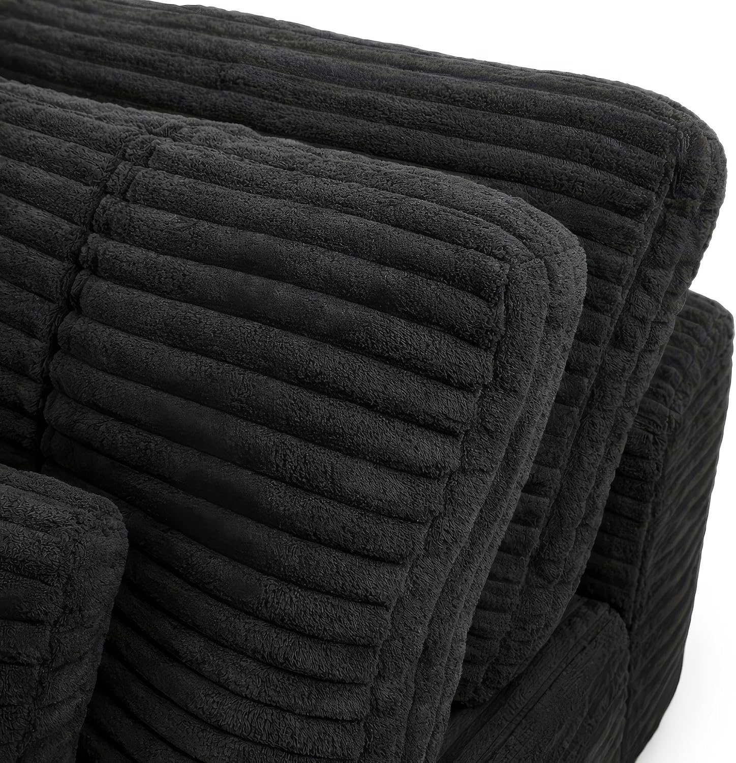 Eafurn 105' L-Shaped Boneless Modular Sectional Sofa with Movable Ottoman, Comfy Corduroy Floor Couch with Deep Seat and Tufted Seat, Flexible Module Combination for Living Room, No Assembly