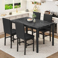 DKLGG Dining Table Set for 4, Faux Marble Kitchen Table with Velvet Upholstered Dinner Chairs, Small Dining Room Sets for Small Space Apartment Home
