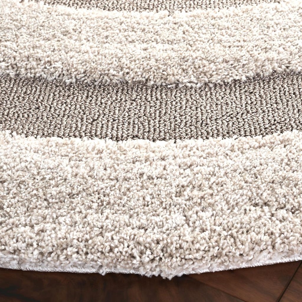 SAFAVIEH Florida Shag Collection Area Rug - 6'7' Round, Beige & Dark Beige, Non-Shedding, 1.2-inch Thick, Ideal for Living Room, Bedroom, Home Office, Dining Space (SG454-1317-7R)