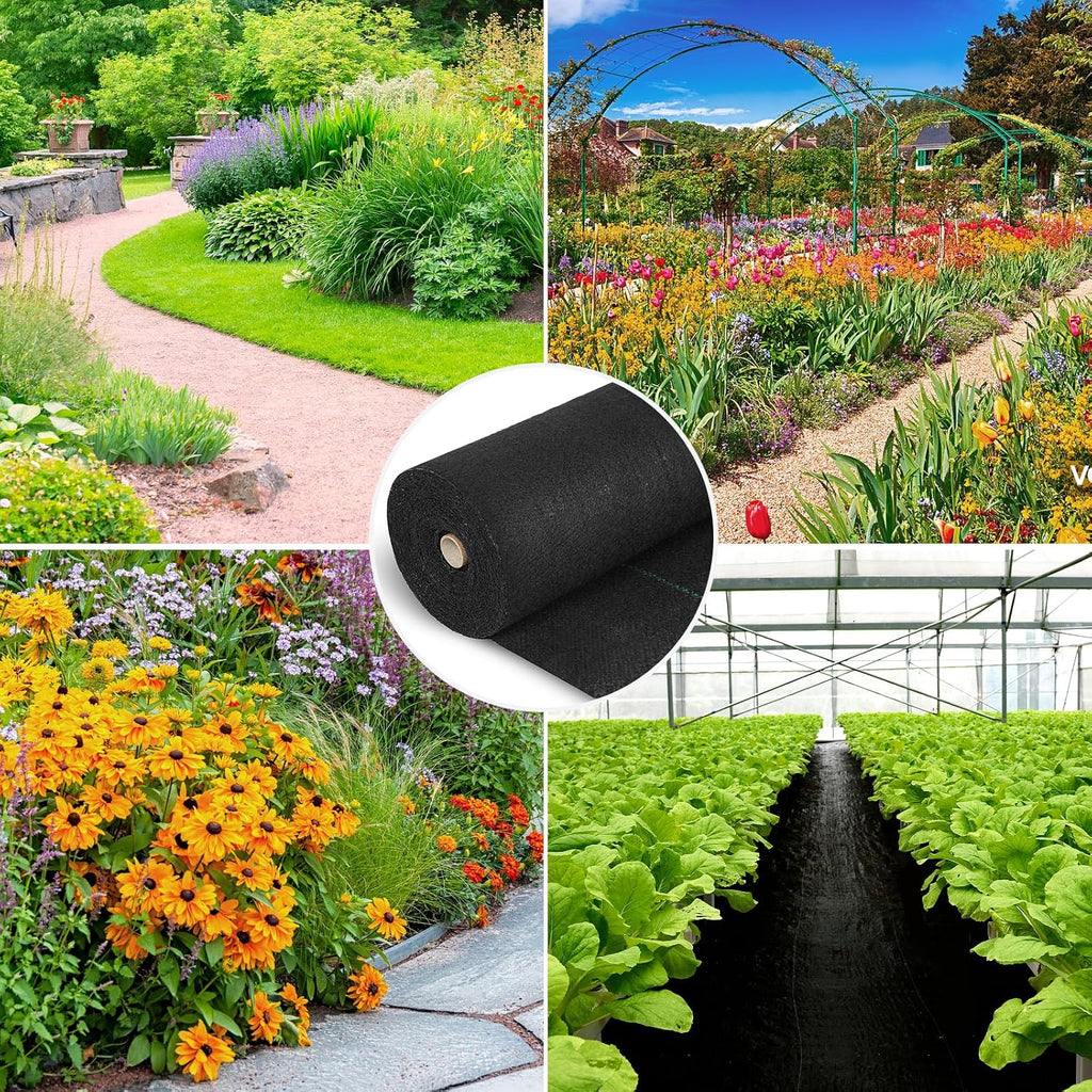 Jevrench 5oz Weed Barrier Landscape Fabric Heavy Duty, 6ft x 250ft Dual-Layer Premium Garden Landscaping Fabric, Ground Cover Weed Control Fabric Outdoor Weed Mat Garden Lawn Fabric